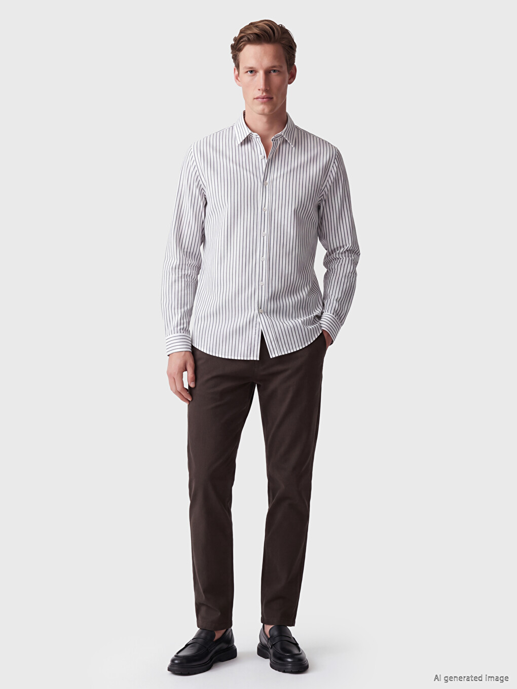 Regular Fit Striped Poplin Men's Shirt-1
