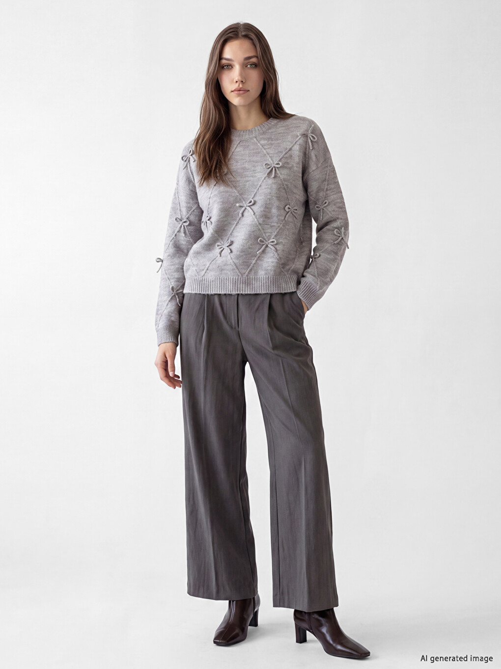 Bow Detailed Women's Knitwear Sweater-1