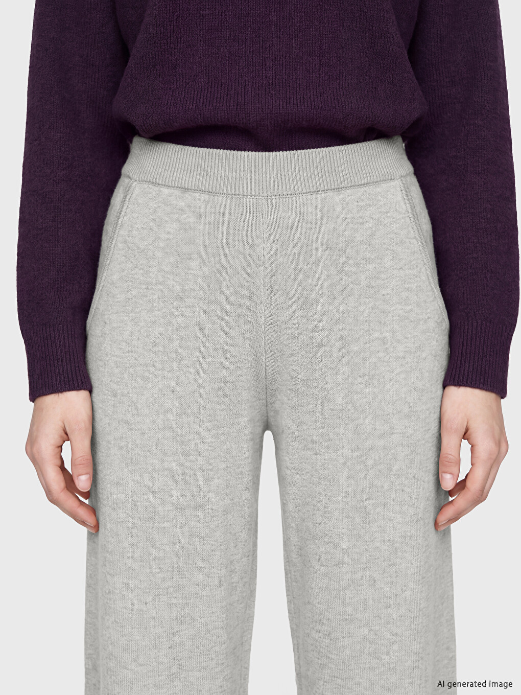 Серпімді Белдікті Әйелдер Трикотаж Шалбар-2