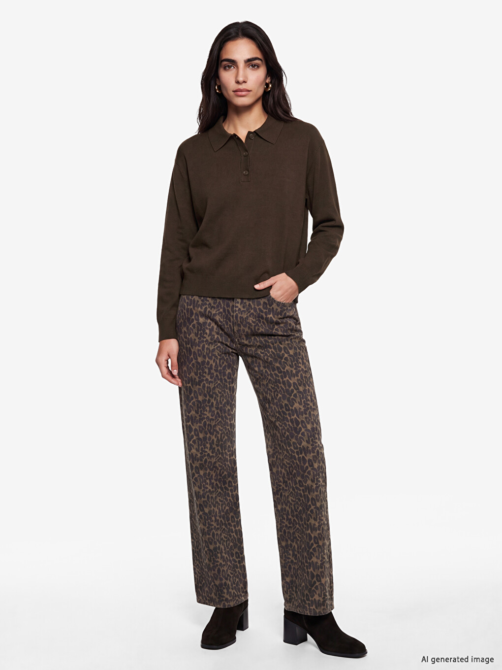Polo Collar Women's Knitwear Sweater-1