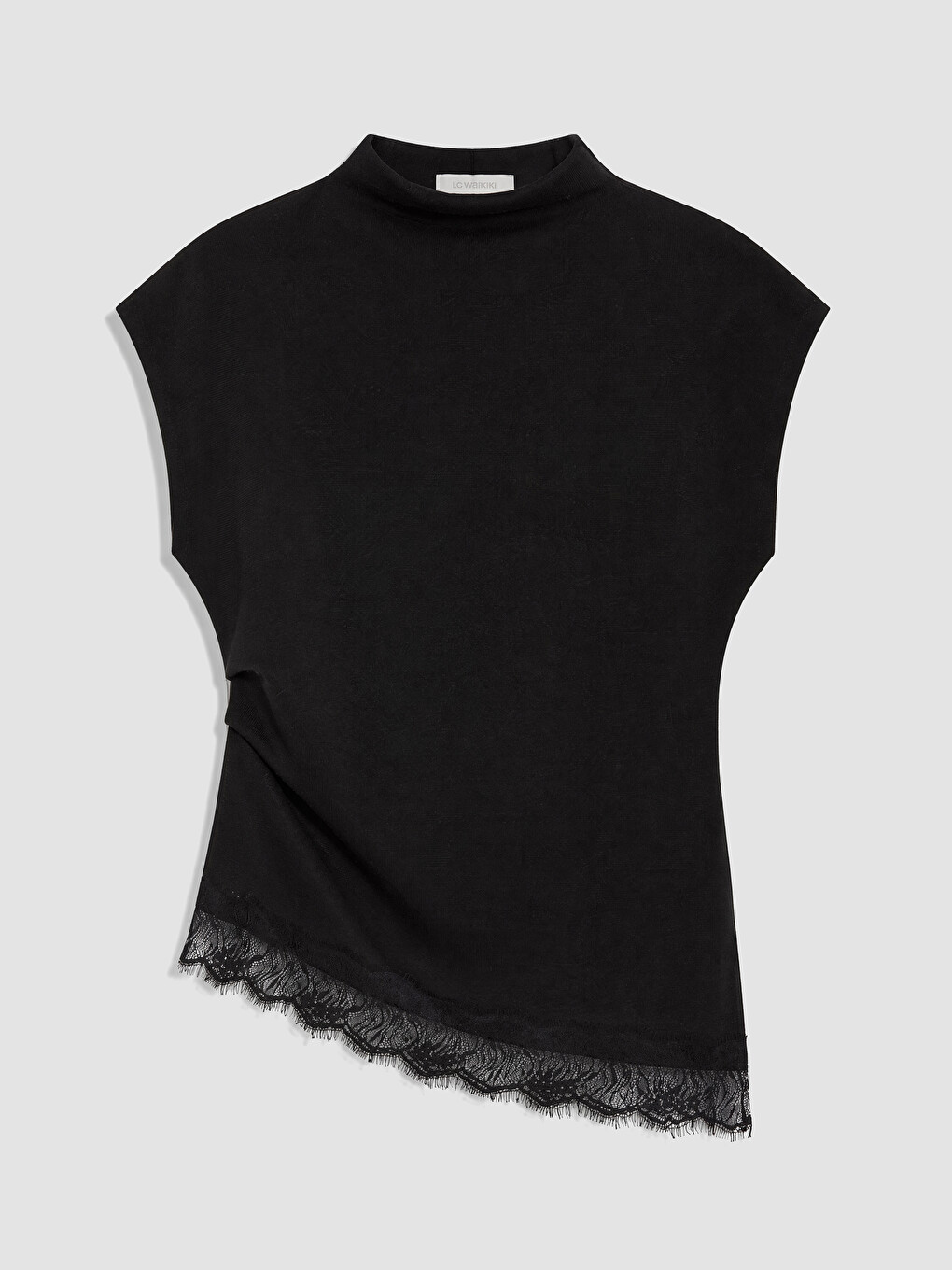 Mock Neck Lace Detailed Blouse-4