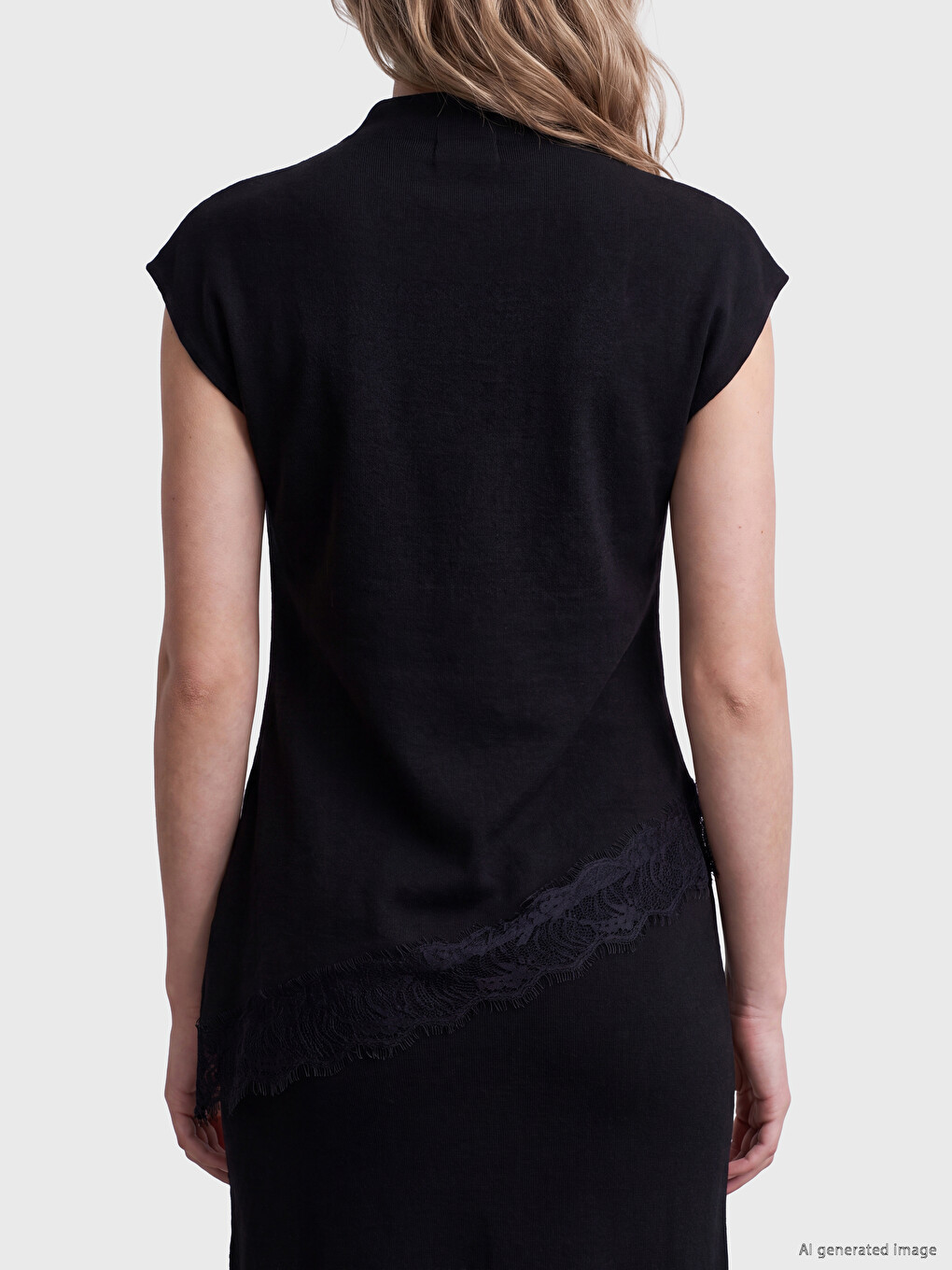 Mock Neck Lace Detailed Blouse-3
