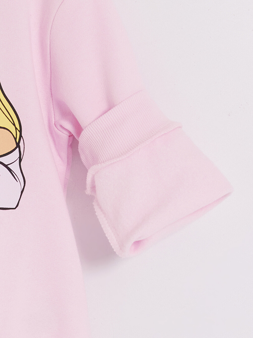 Pembe Barbie Baskılı Kız Çocuk Kalın Sweatshirt-3