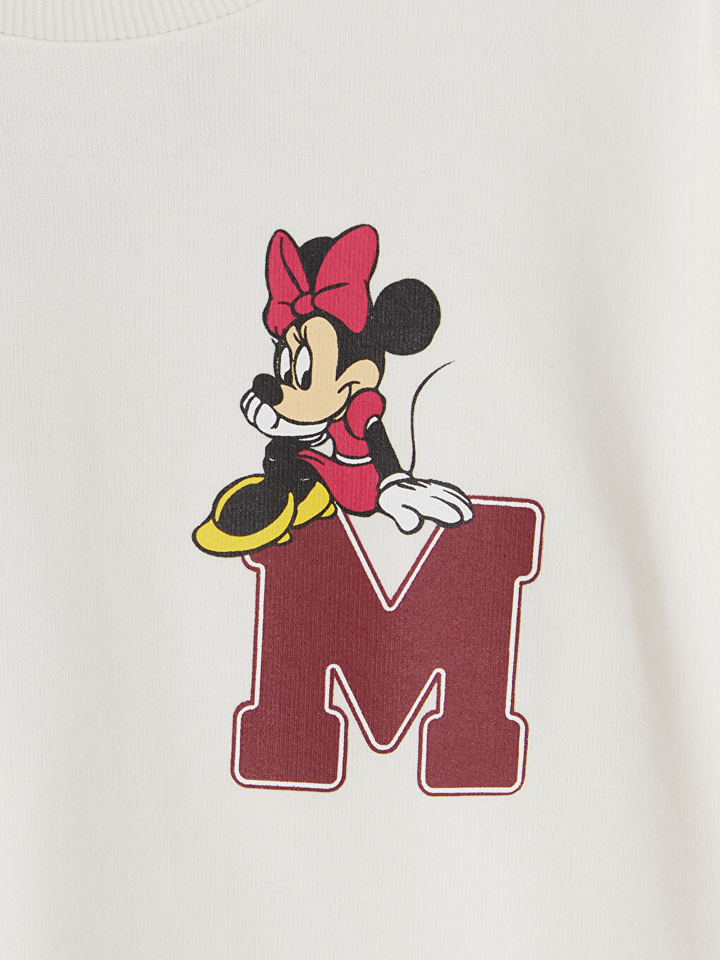 Ekru Minnie Mouse Baskılı Kız Çocuk Sweatshirt-1