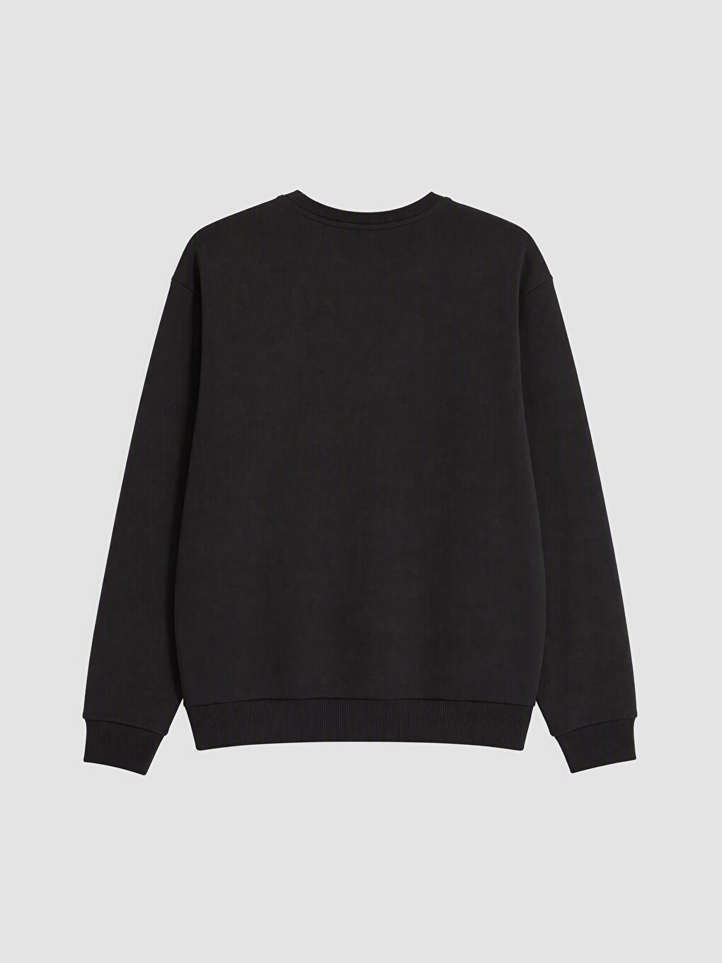 Siyah Bisiklet Yaka Erkek Kalın Sweatshirt-2