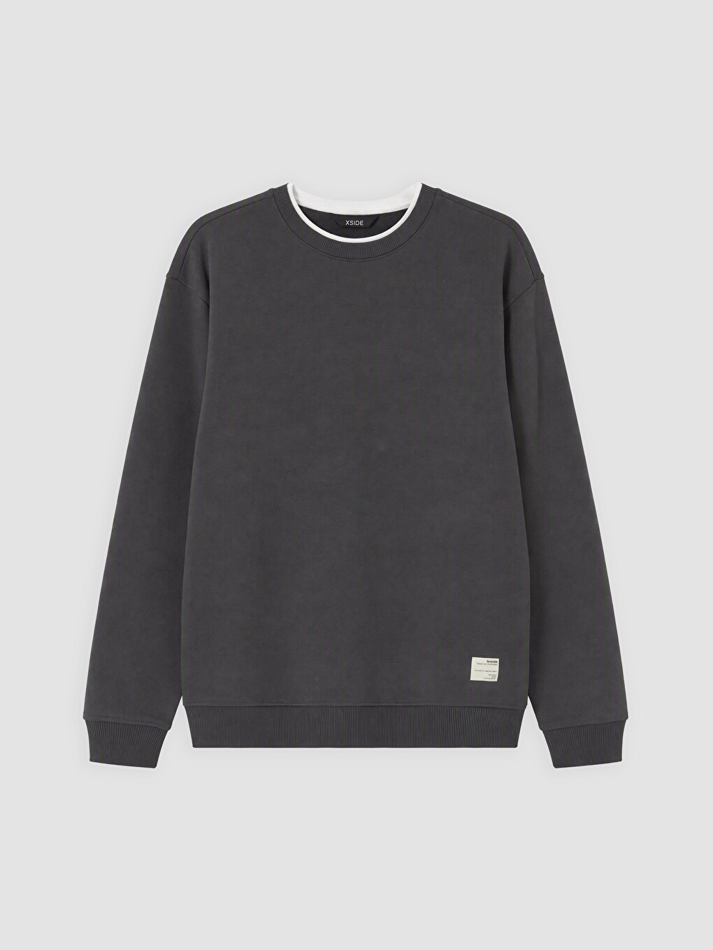 Antrasit Bisiklet Yaka Erkek Kalın Sweatshirt