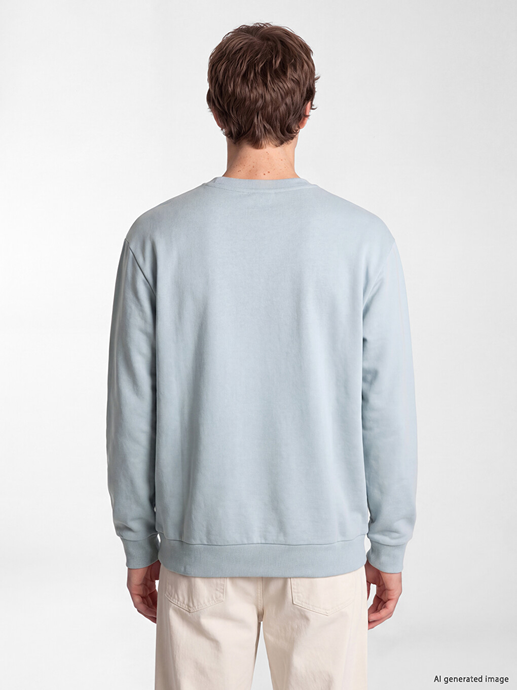 Mavi Bisiklet Yaka Erkek Kalın Sweatshirt-3