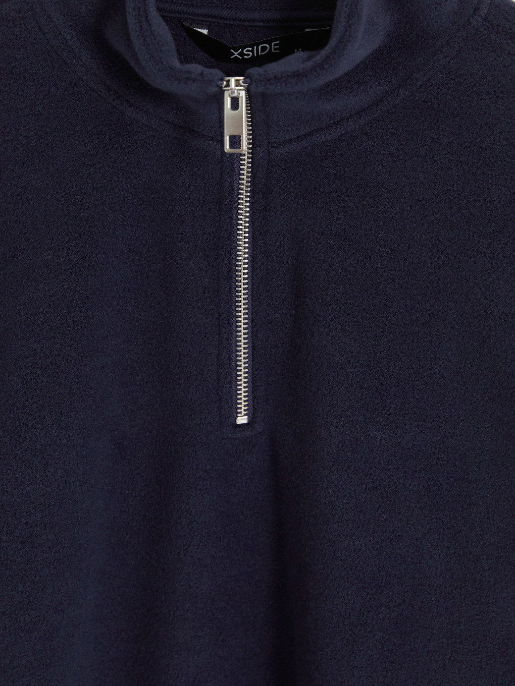 Lacivert Dik Yaka Erkek Sweatshirt-2