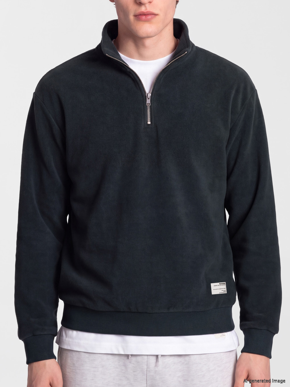 Yeşil Dik Yaka Erkek Sweatshirt-2