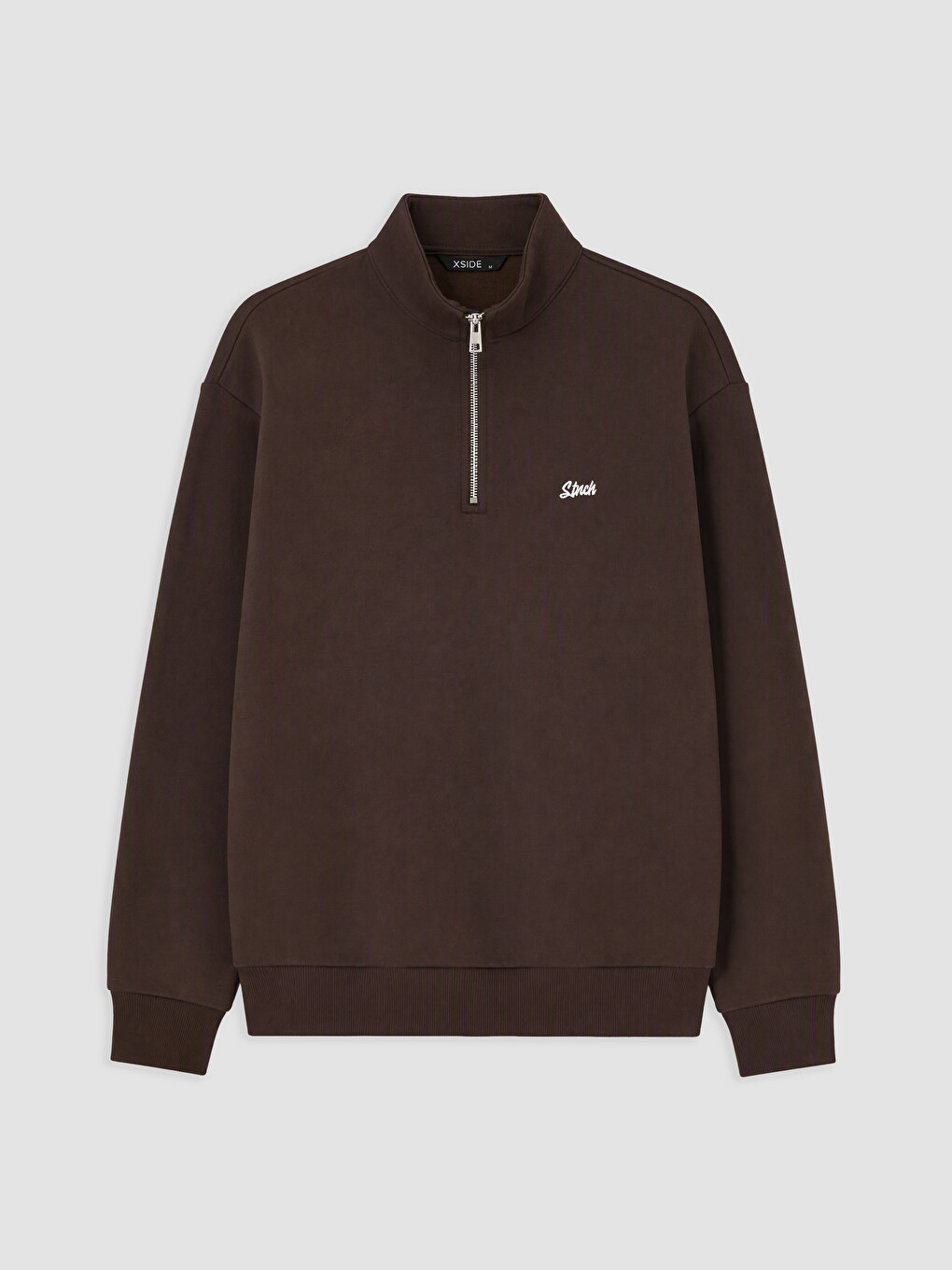 Mock Neck Embroidered Men's Sweatshirt