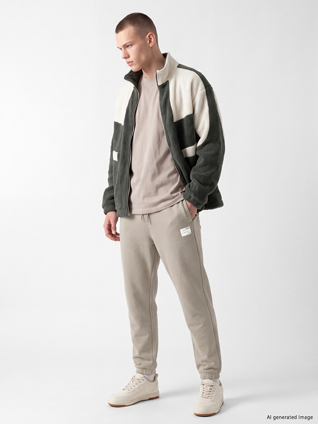Bej Regular Fit Jogger Eşofman Altı-1