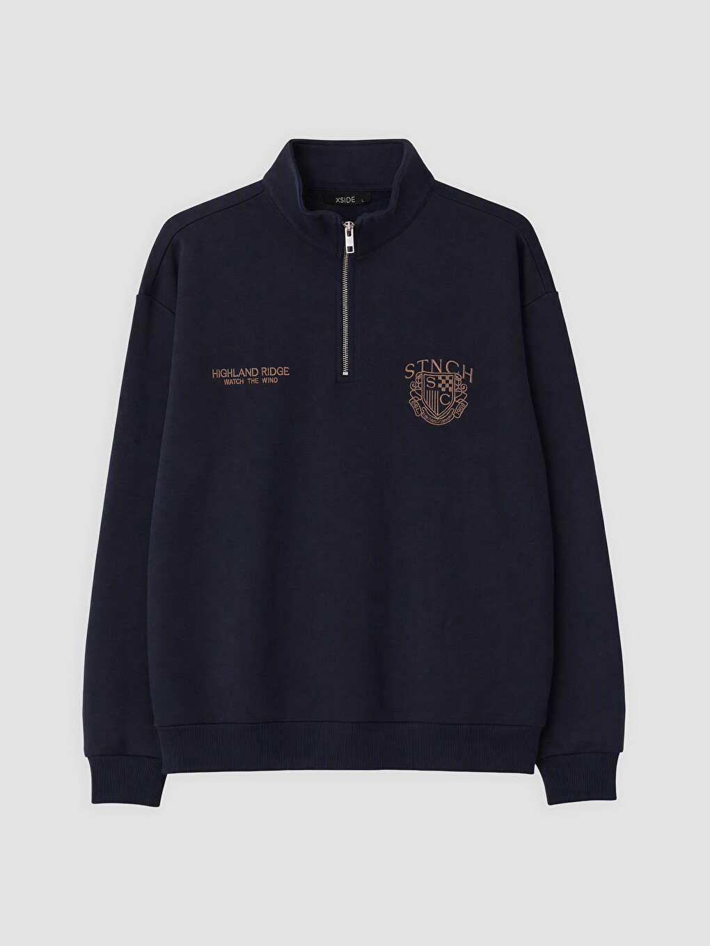 Mock Neck Printed Men's Thick Sweatshirt-3