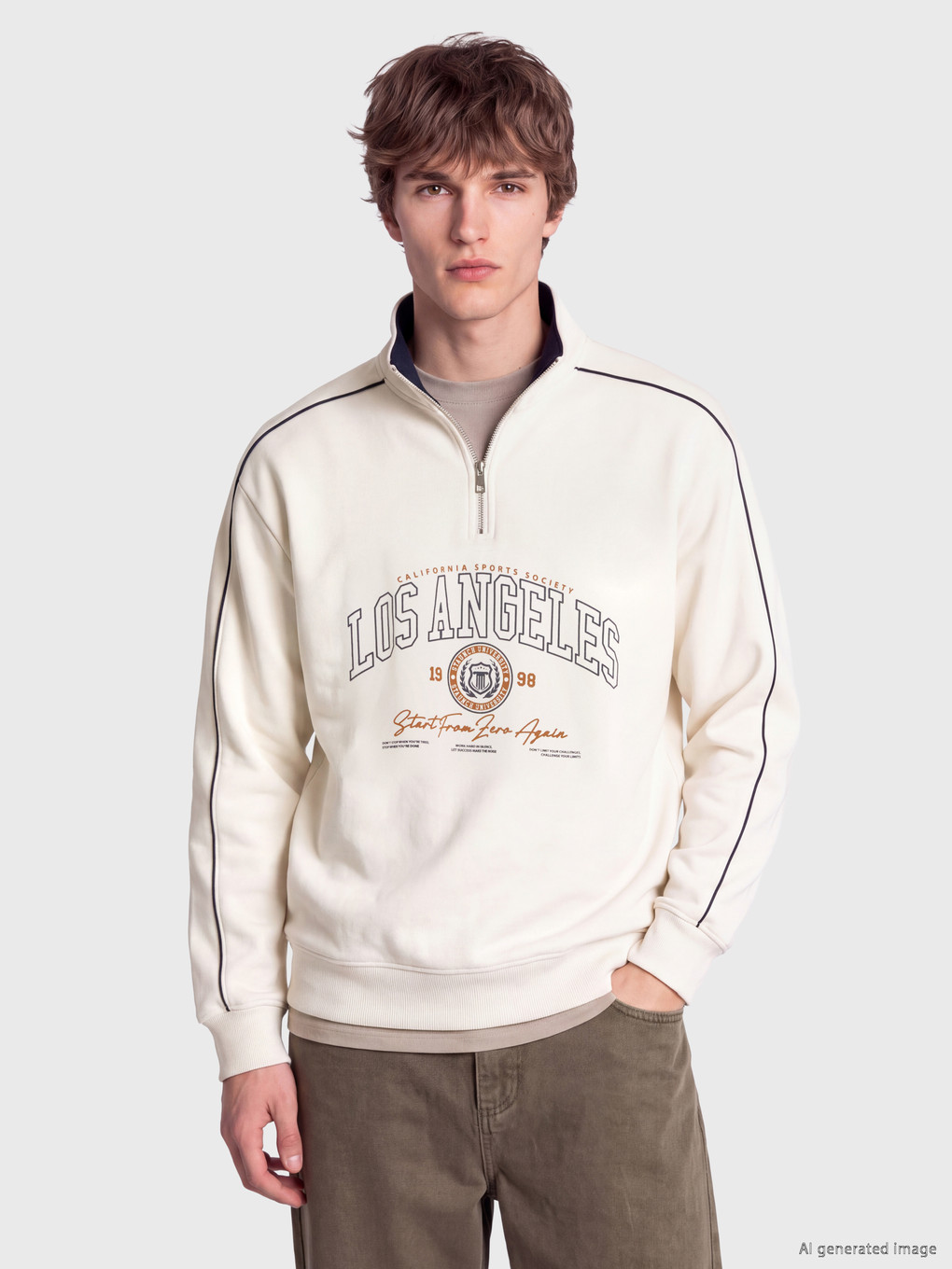 Mock Neck Printed Men's Sweatshirt