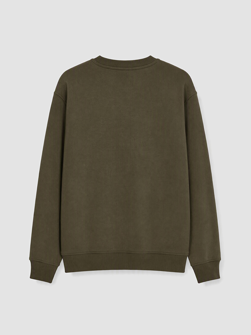 Haki Bisiklet Yaka Erkek Kalın Sweatshirt-2
