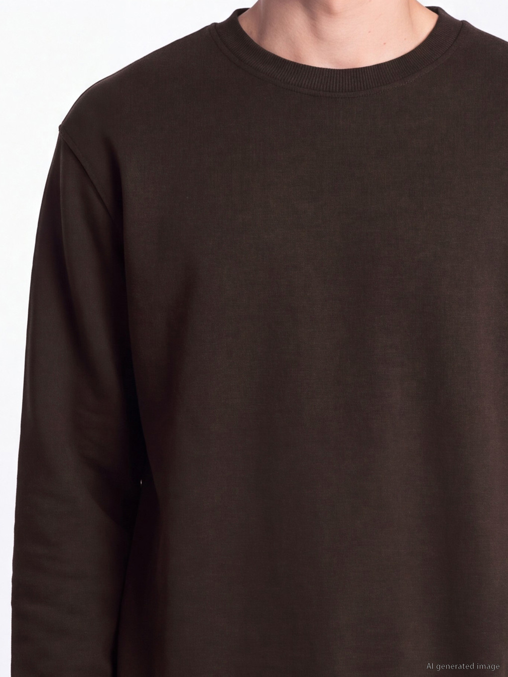 Kahverengi Bisiklet Yaka Erkek Sweatshirt-2