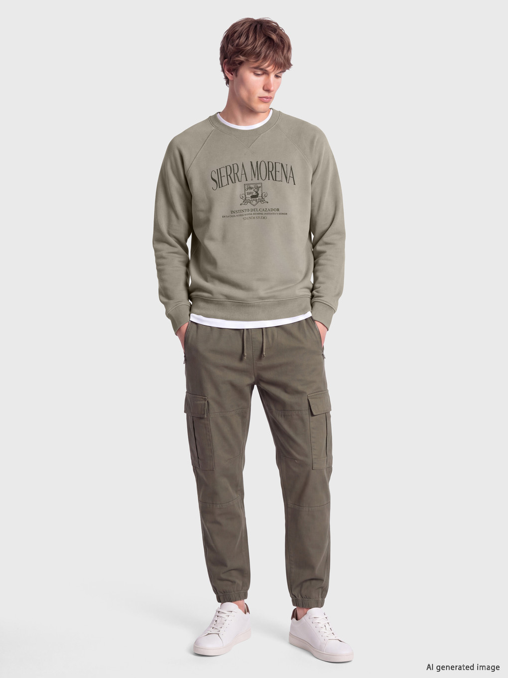 Bisiklet Yaka Erkek Kalın Sweatshirt-1