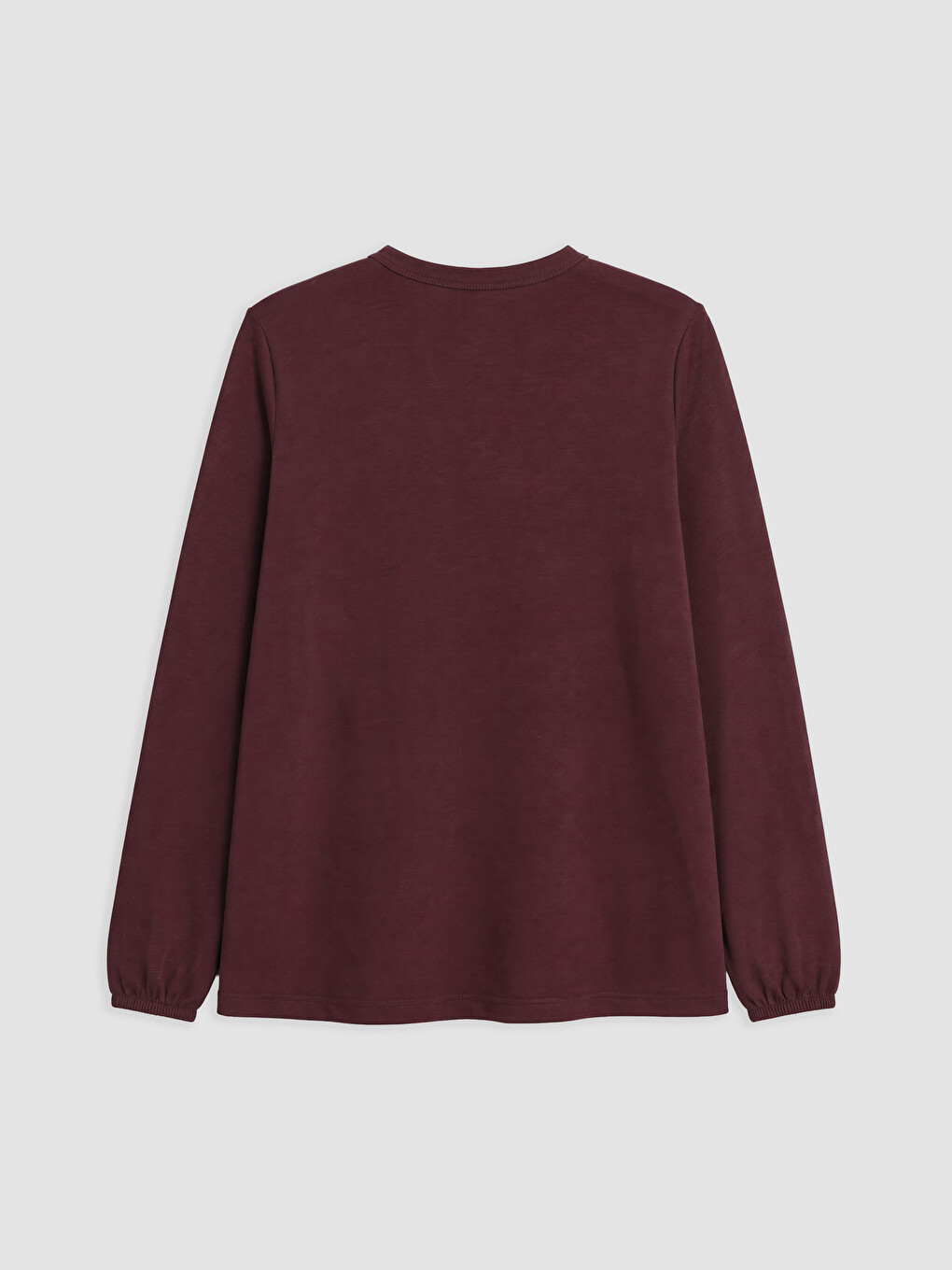 Bordo Bisiklet Yaka Nakışlı Büzgülü Bluz-1