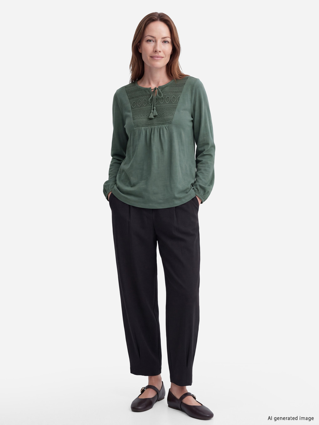 Tie Neck Embroidered Blouse-1