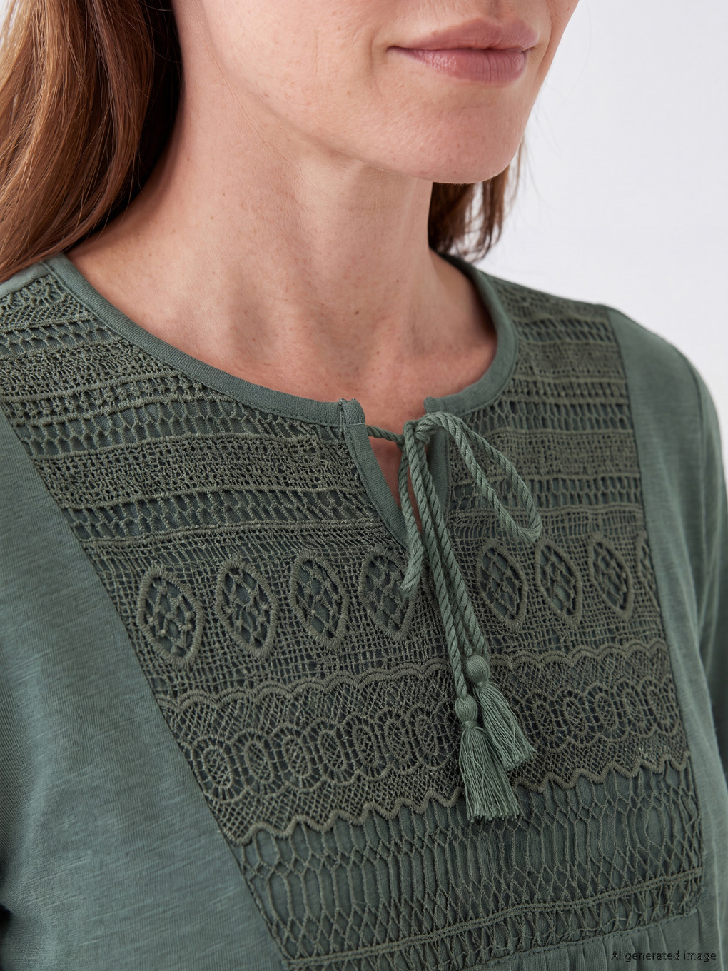 Tie Neck Embroidered Blouse-2