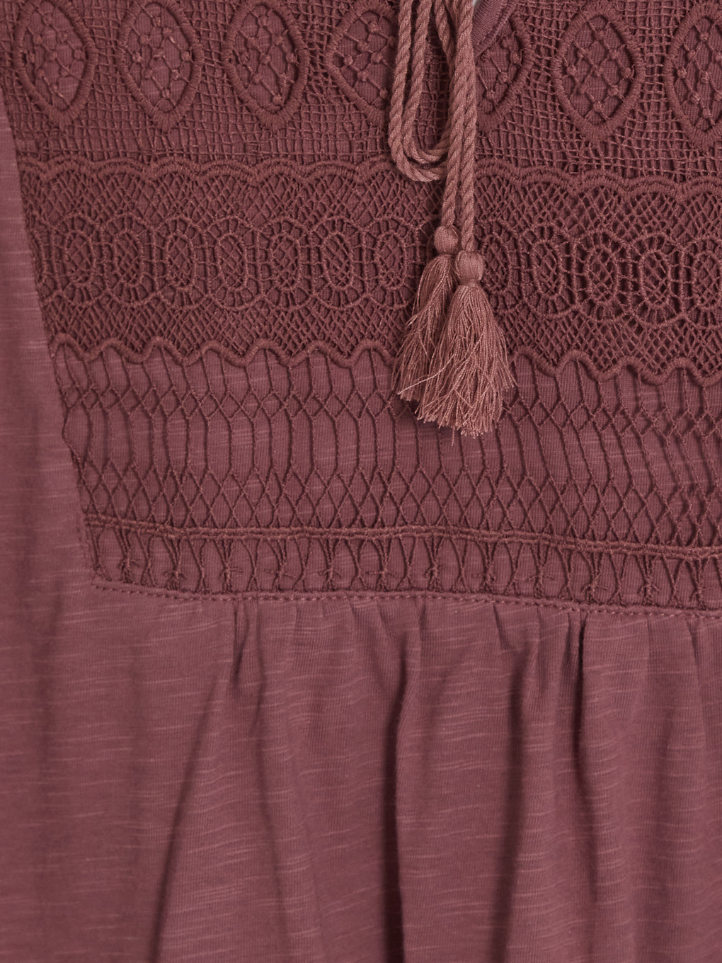 Crew Neck Embroidered Gathered Blouse-5