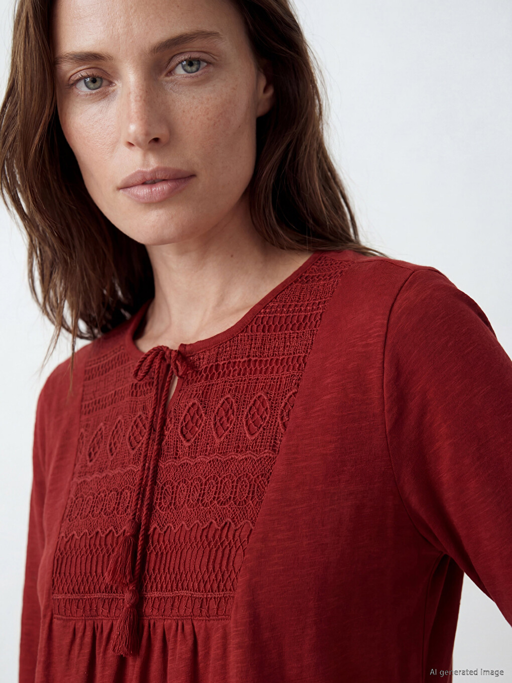 Tie Neck Embroidered Blouse-2