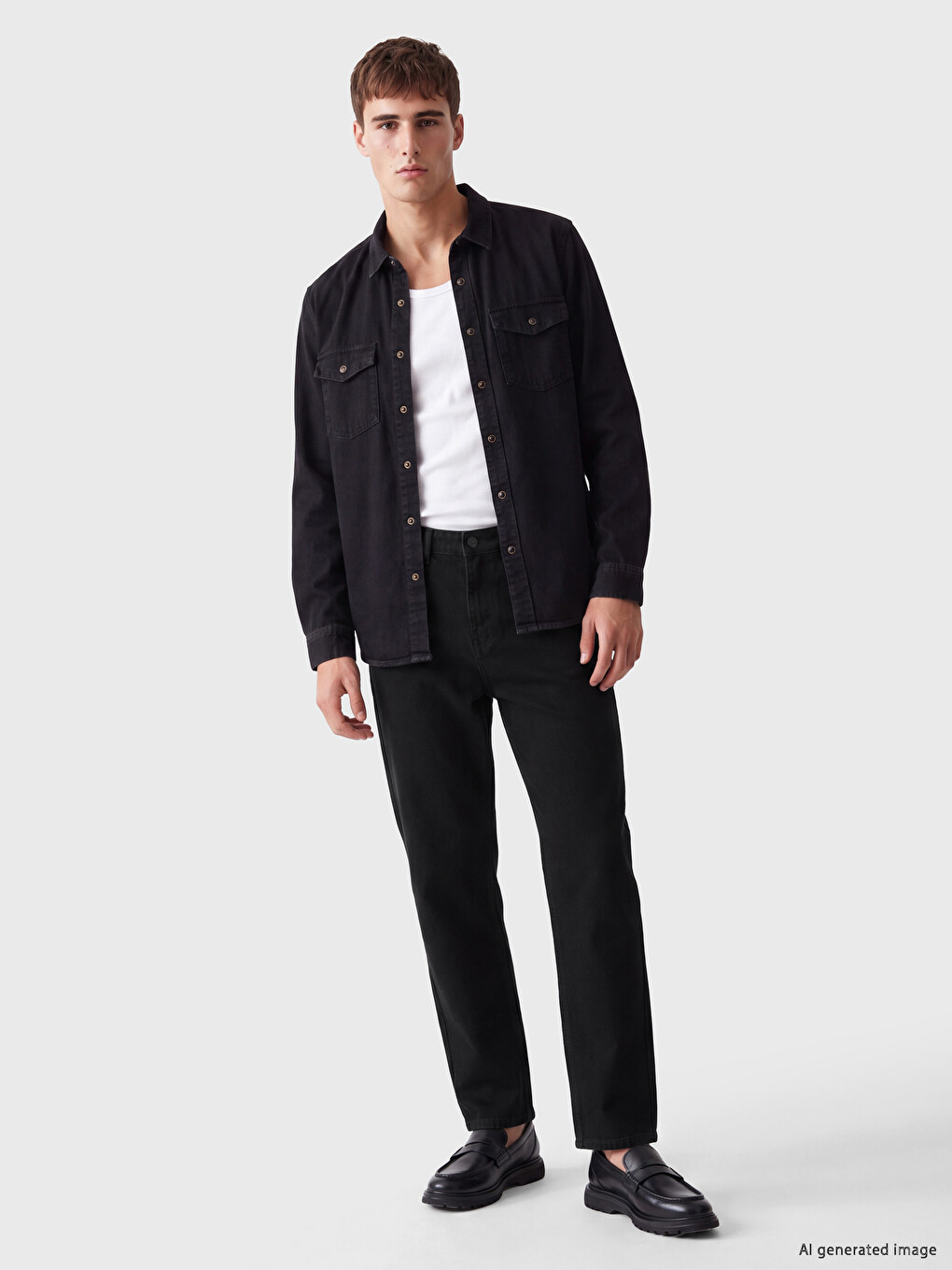 Siyah 745 Baggy Fit Erkek Jean Pantolon-1