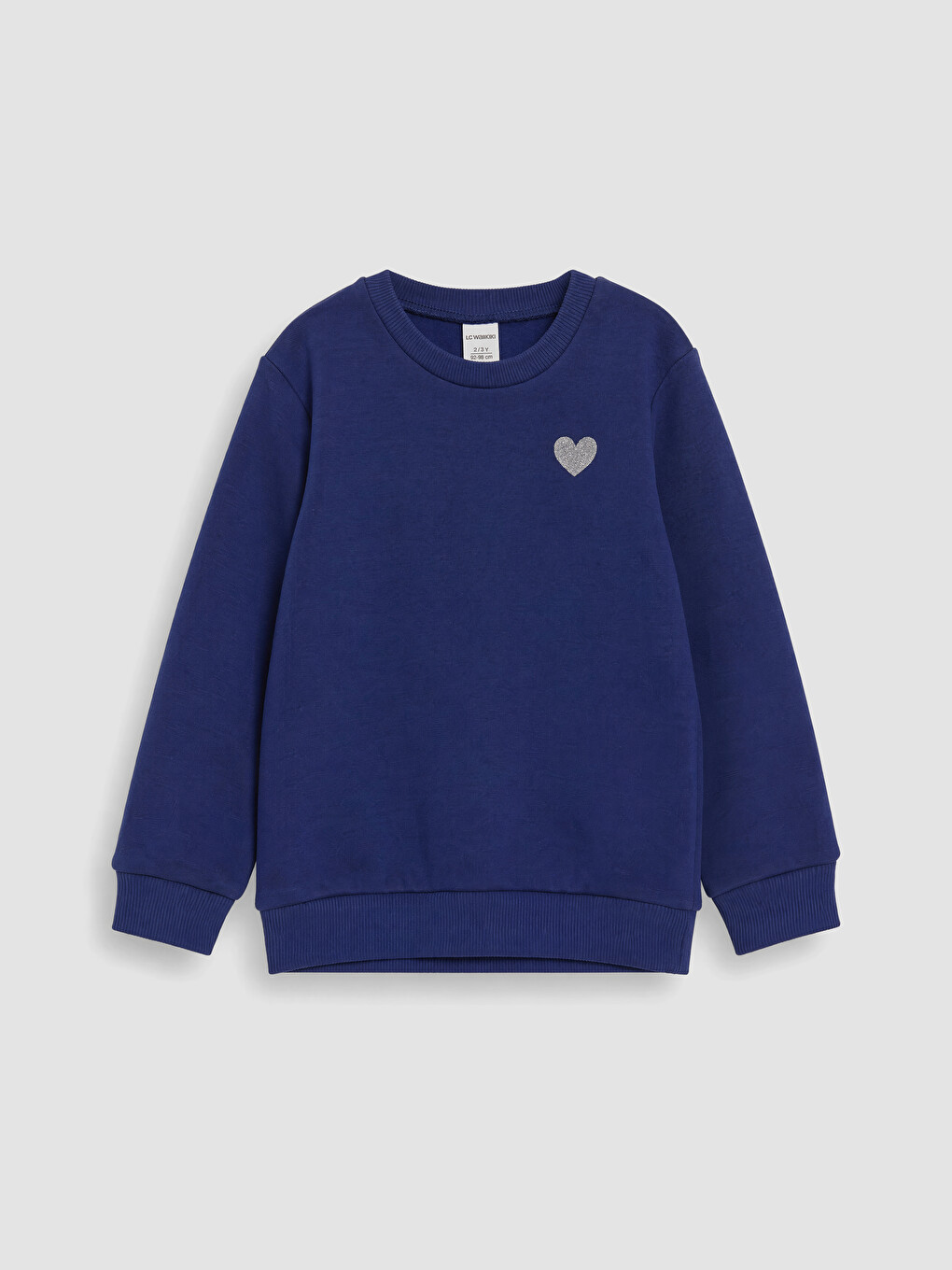 Lacivert Kalp Baskılı Kız Çocuk Sweatshirt