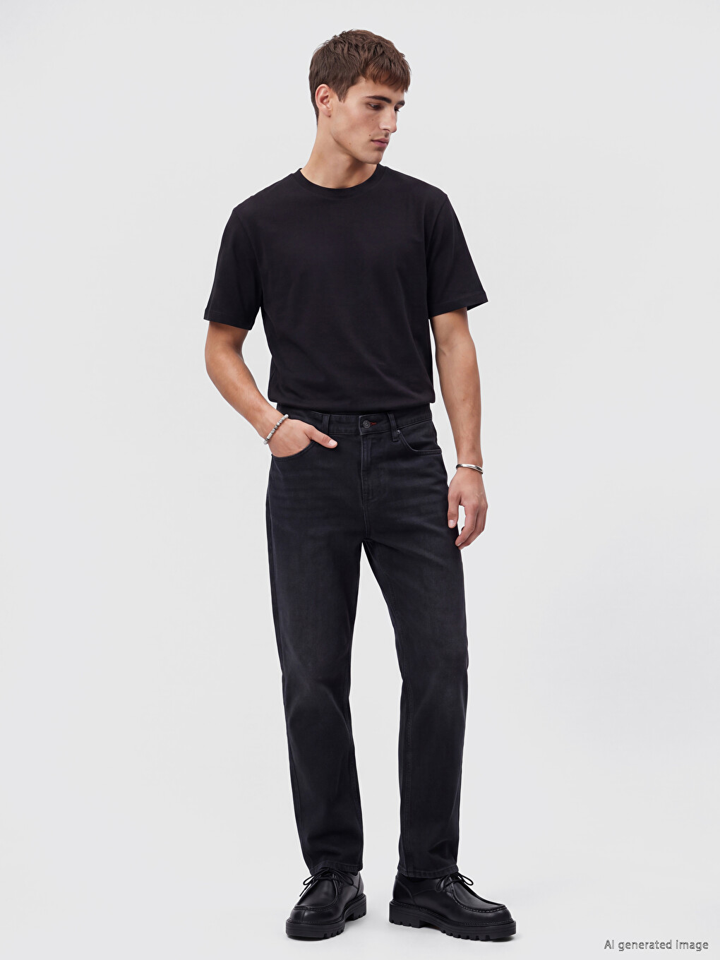 Siyah 745 Baggy Fit Erkek Jean Pantolon-1