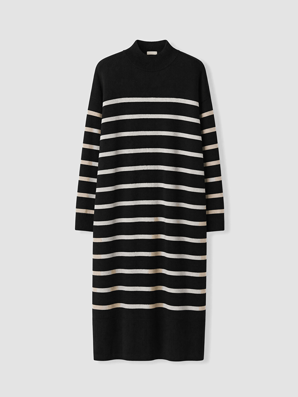 Mock Turtleneck Striped Knitwear Women's Dress-4