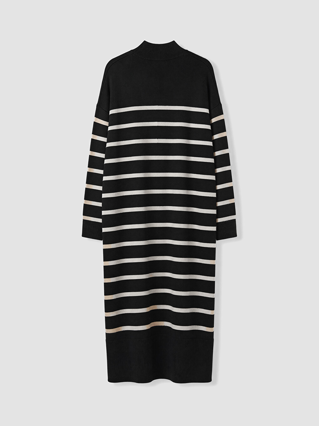 Mock Turtleneck Striped Knitwear Women's Dress-6