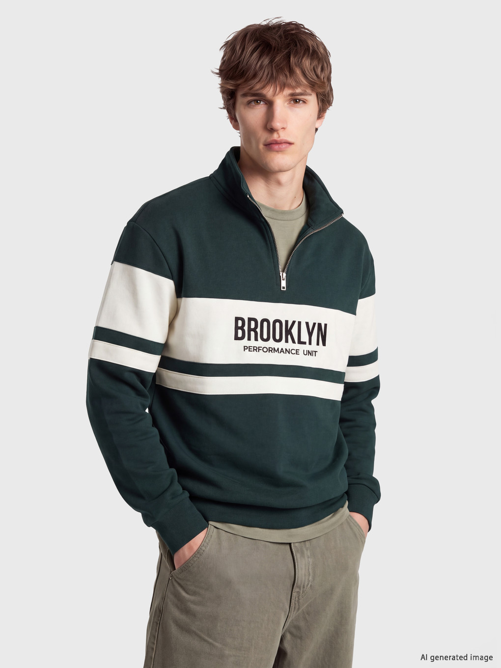 Color Block Men's Thick Sweatshirt-3