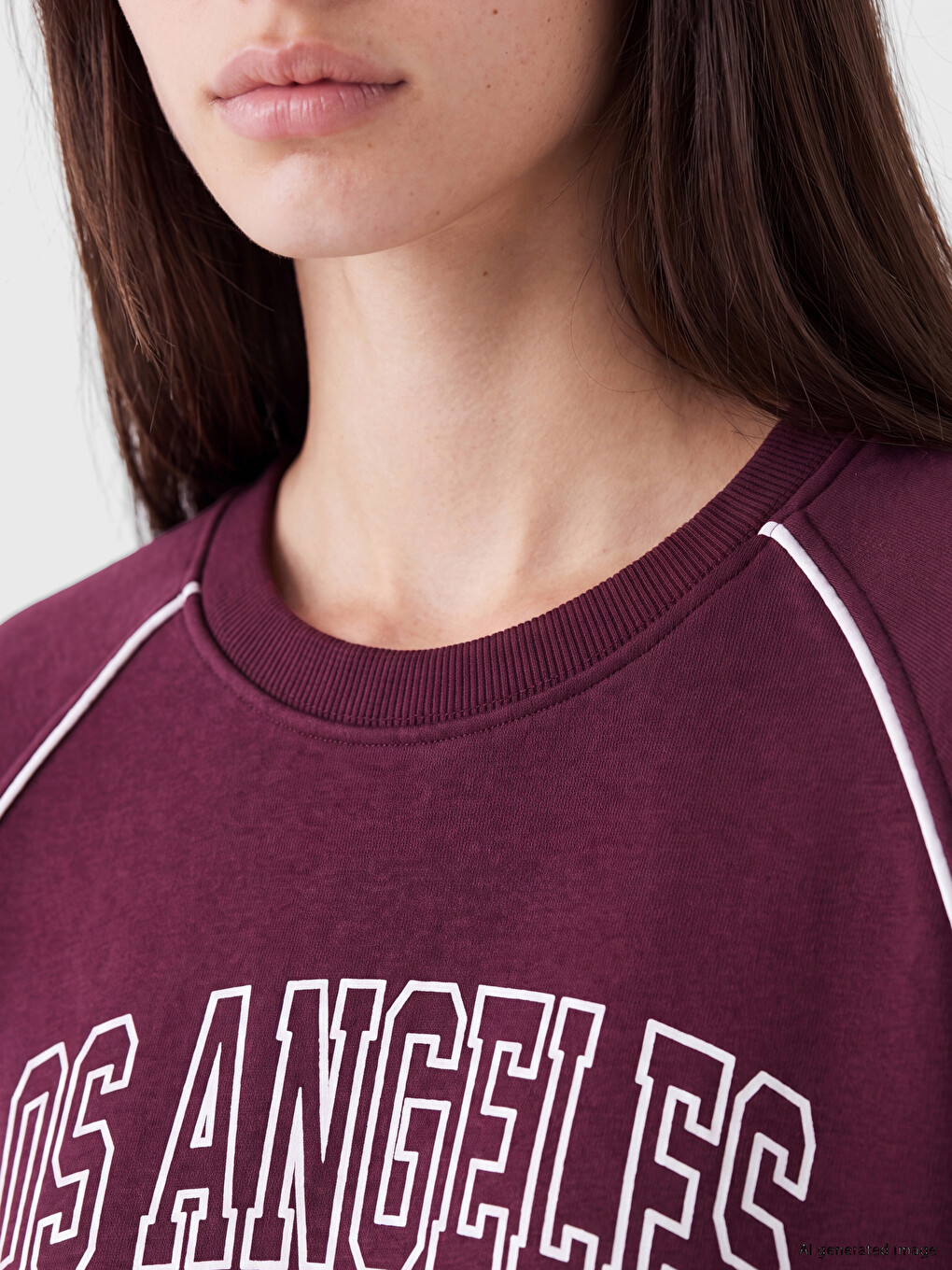Mürdüm Baskılı Oversize Kadın Sweatshirt-2