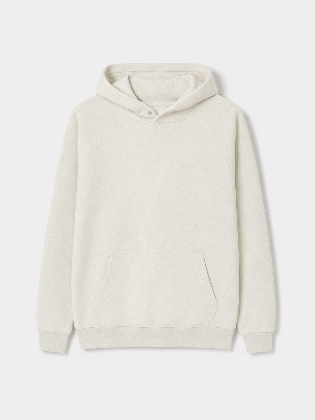 Ekru Kapüşonlu Baskılı Erkek Sweatshirt