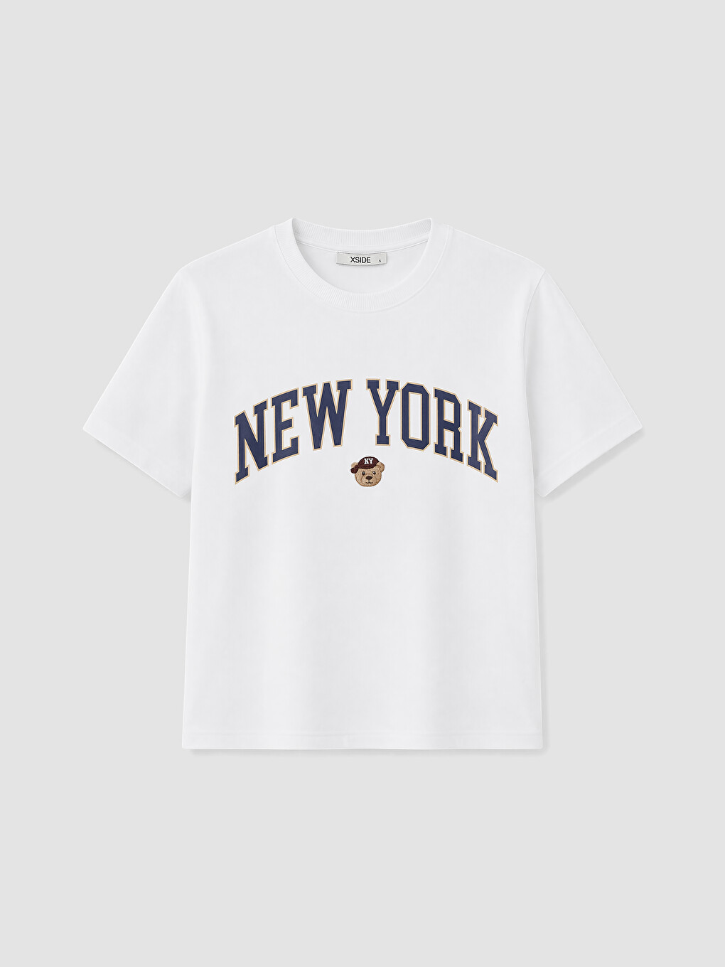 Beyaz New York Baskılı %100 Pamuklu Kadın Tişört