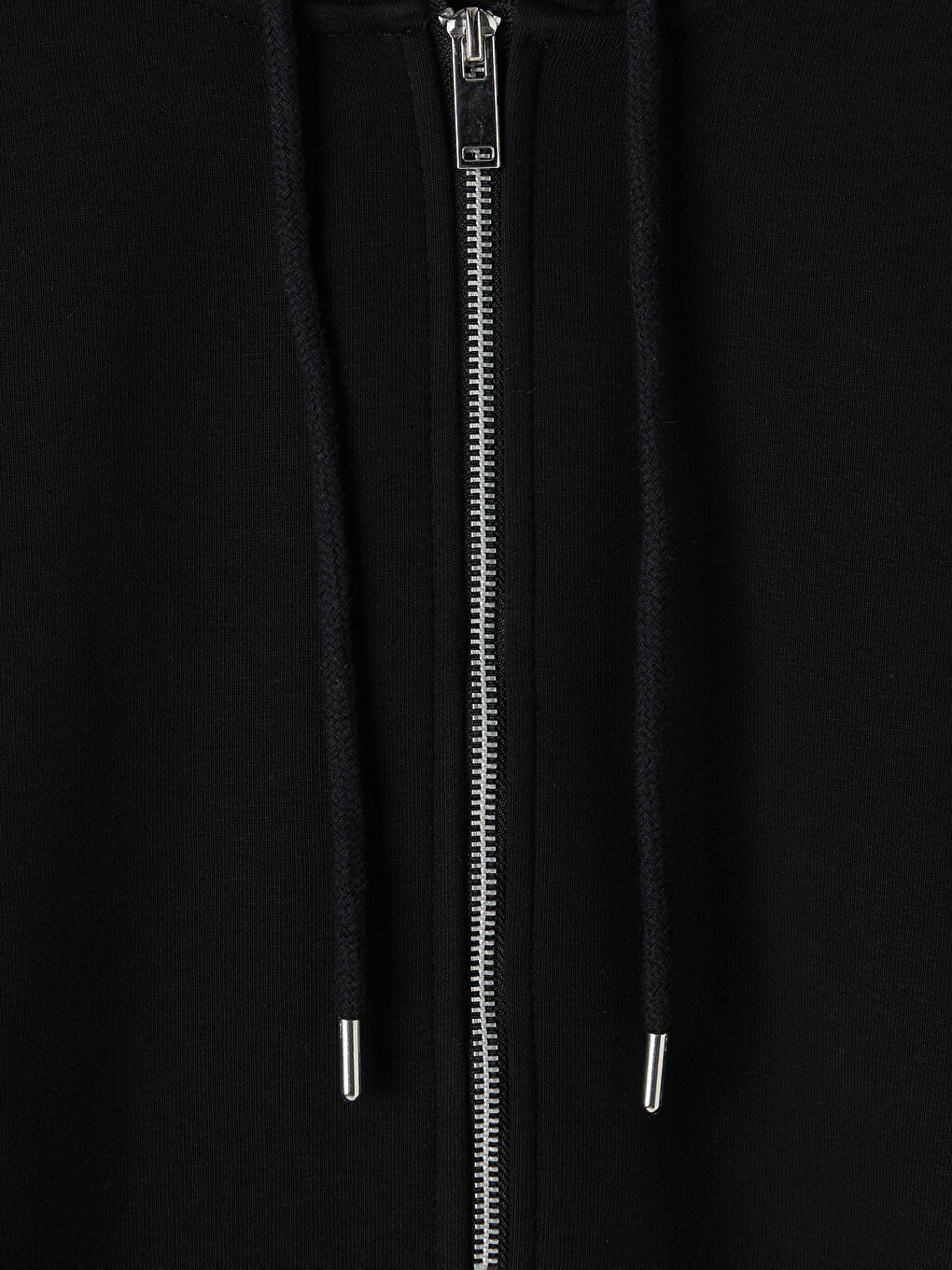 Siyah Oversize Kadın Kalın Fermuarlı Sweatshirt-1
