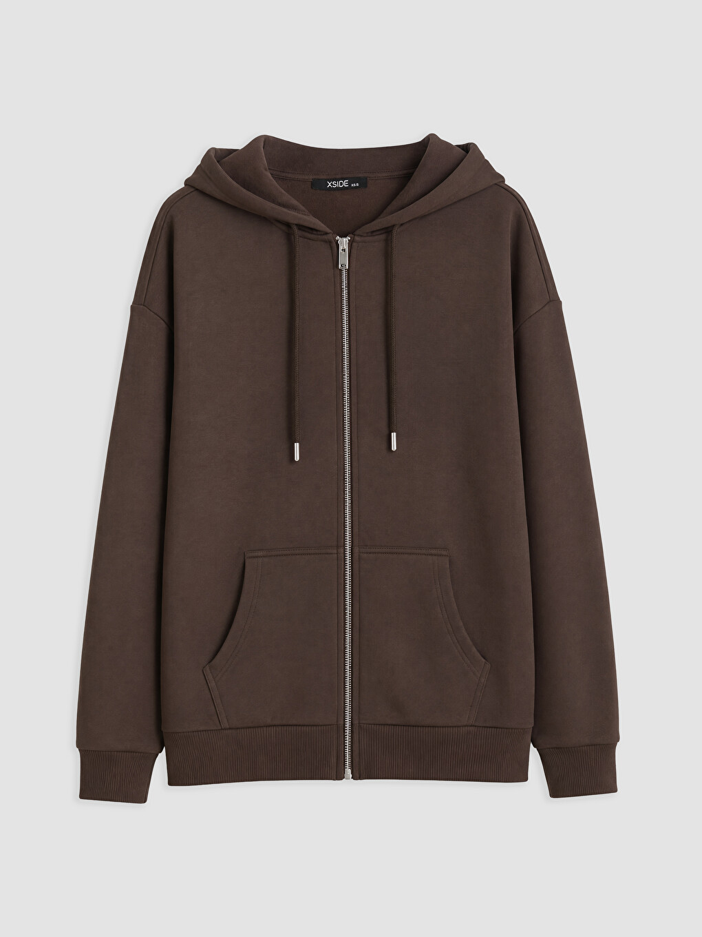 Kahverengi Oversize Kadın Kalın Fermuarlı Sweatshirt