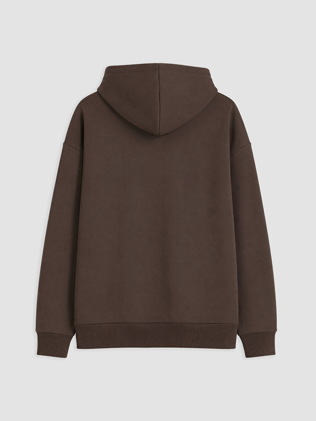 Kahverengi Oversize Kadın Kalın Fermuarlı Sweatshirt-1