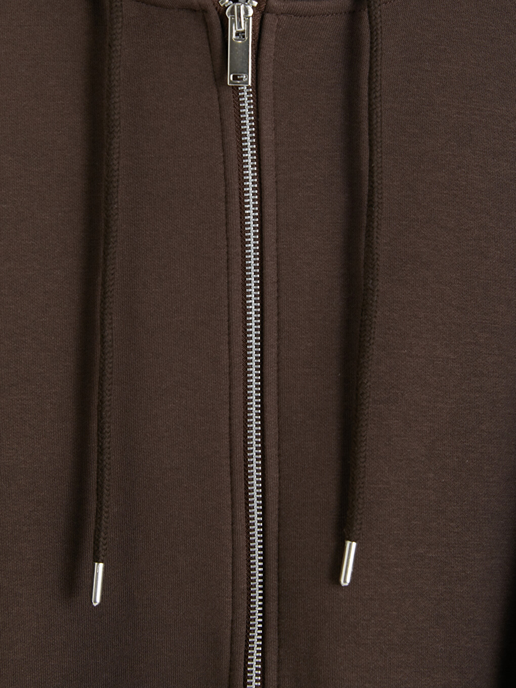 Kahverengi Oversize Kadın Kalın Fermuarlı Sweatshirt-2