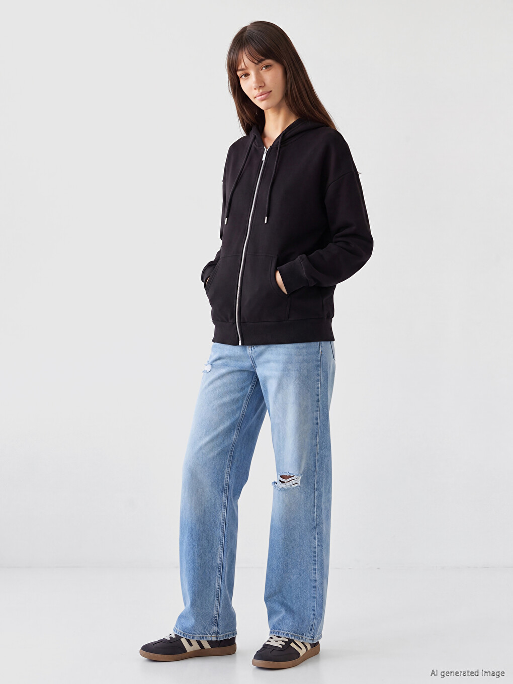 Oversize Women's Thick Zippered Sweatshirt-1
