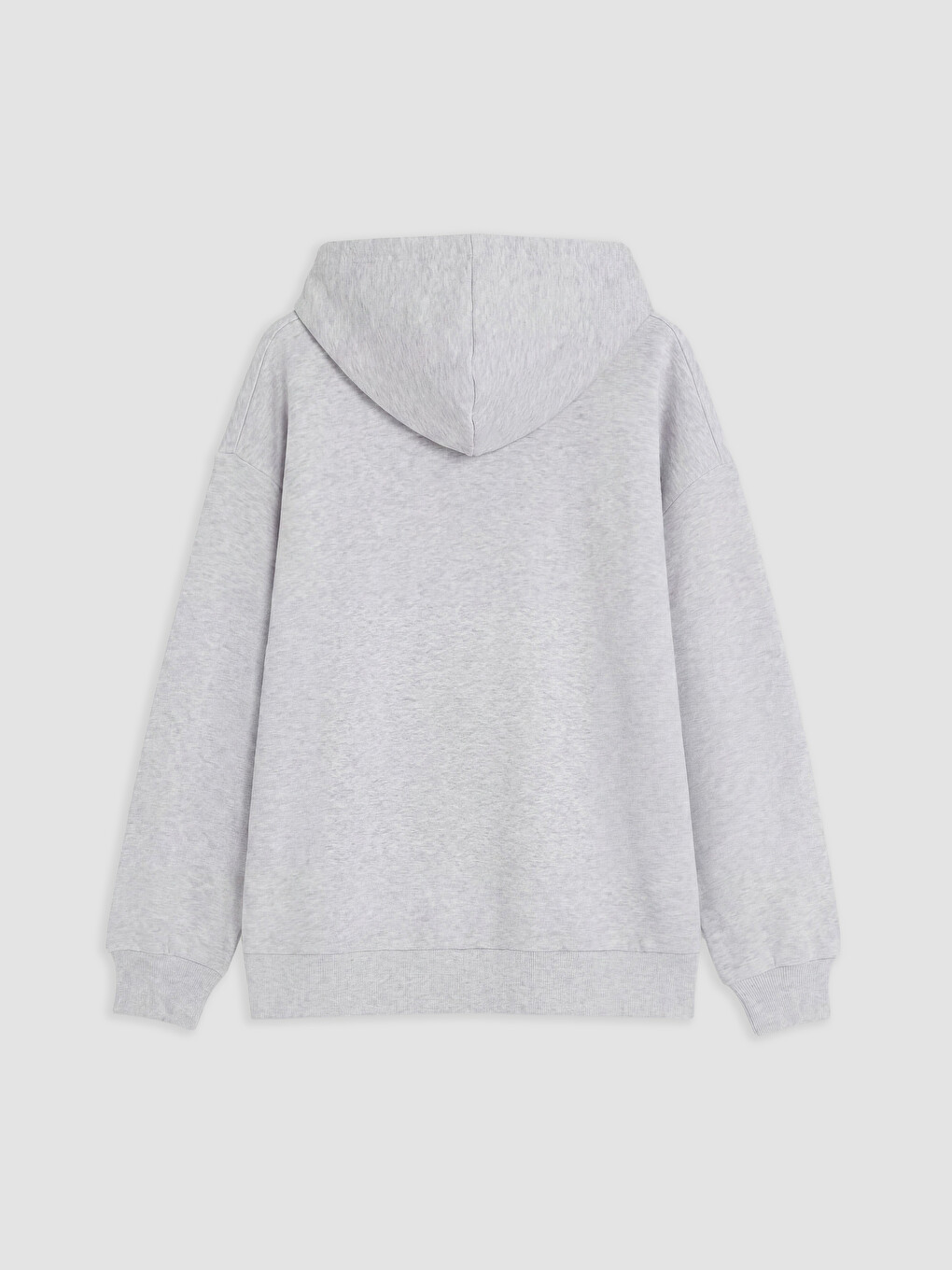Gri Kapüşonlu Oversize Kadın Fermuarlı Sweatshirt-5