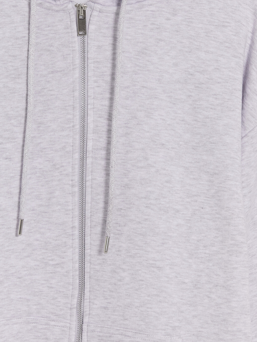Gri Kapüşonlu Oversize Kadın Fermuarlı Sweatshirt-6