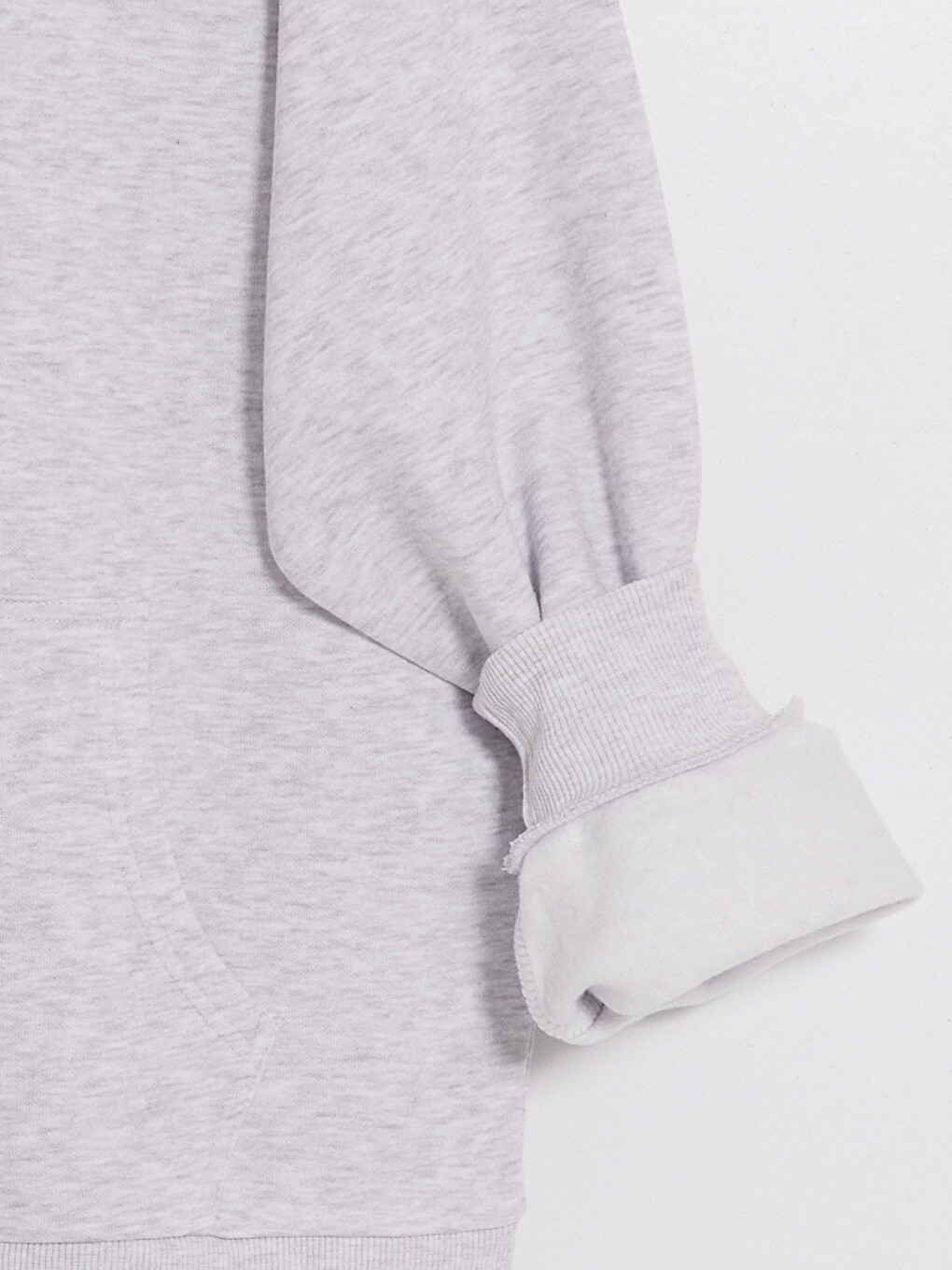 Gri Kapüşonlu Oversize Kadın Fermuarlı Sweatshirt-7