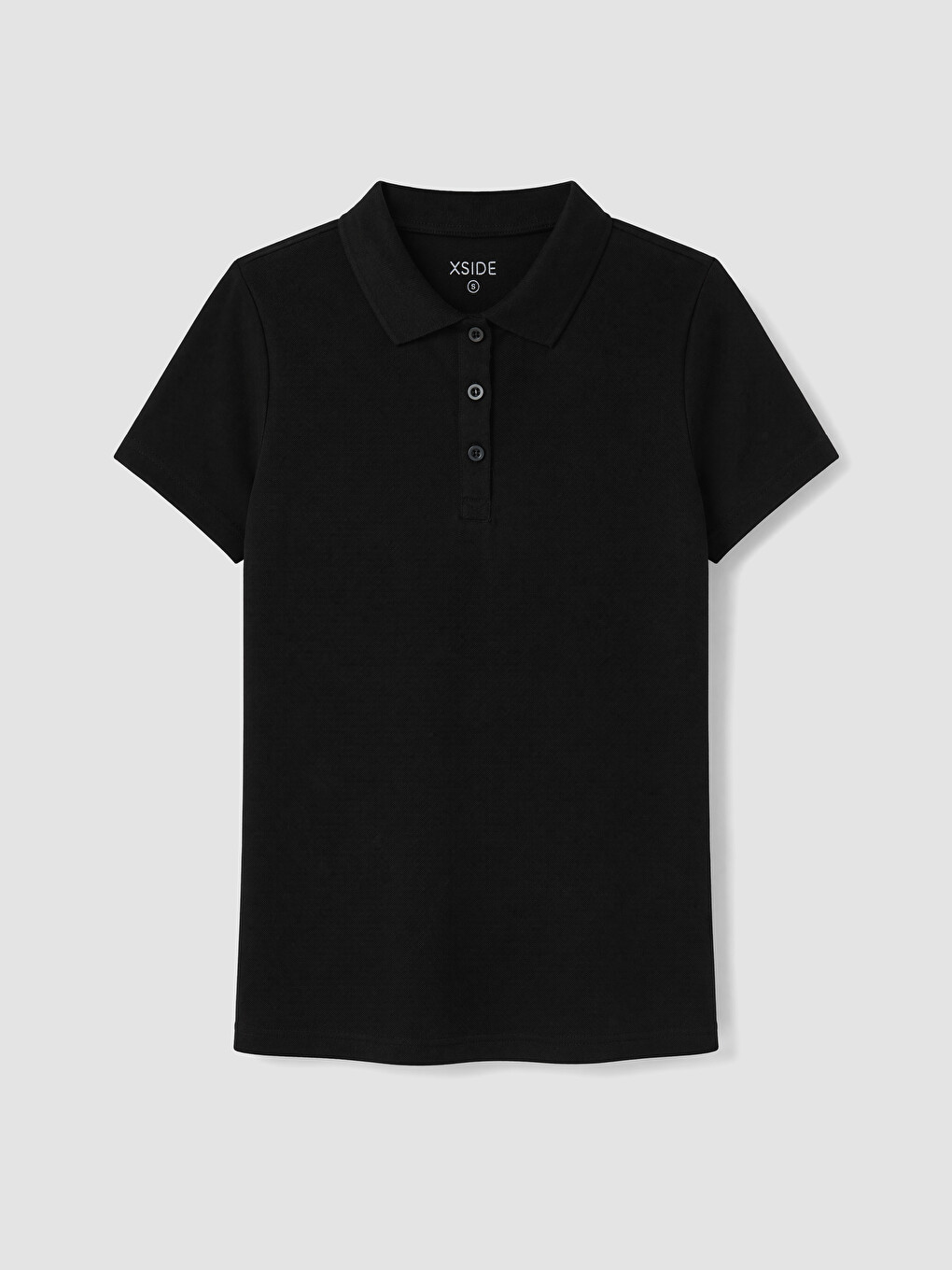 Siyah Polo Yaka Pike Kadın Tişört