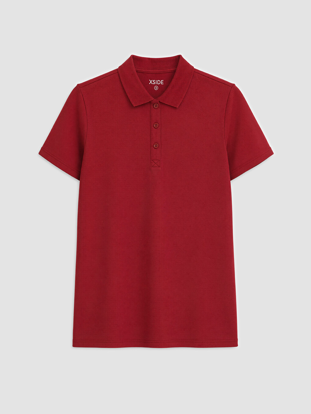 Bordo Polo Yaka Pike Kadın Tişört