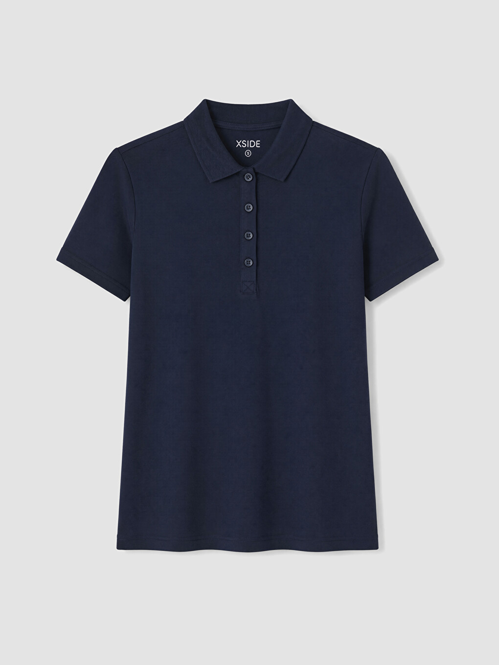 Lacivert Polo Yaka Pike Kadın Tişört