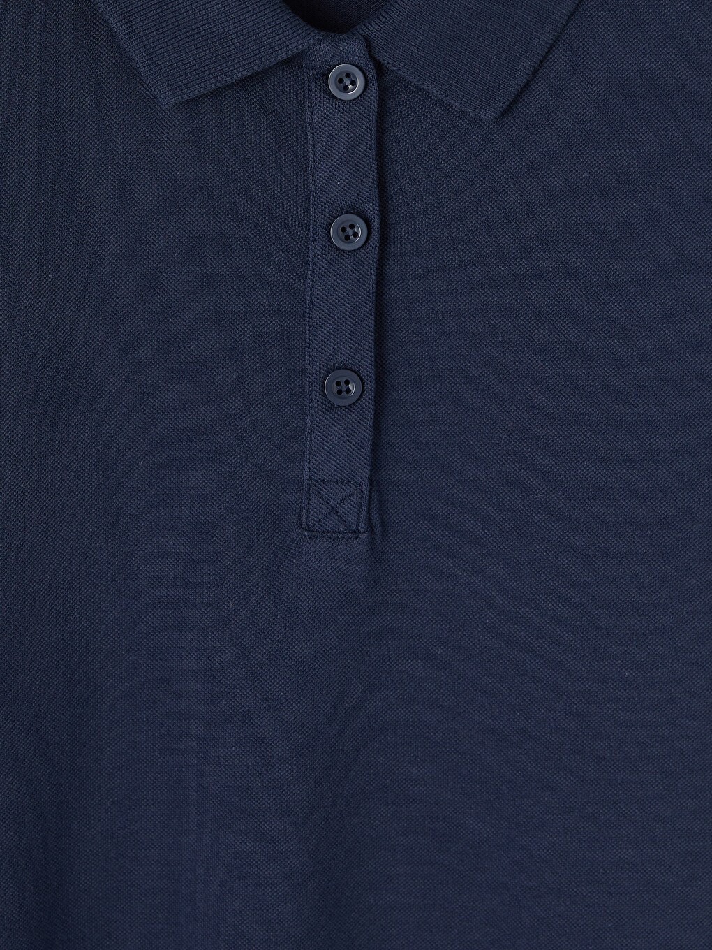 Lacivert Polo Yaka Pike Kadın Tişört-1
