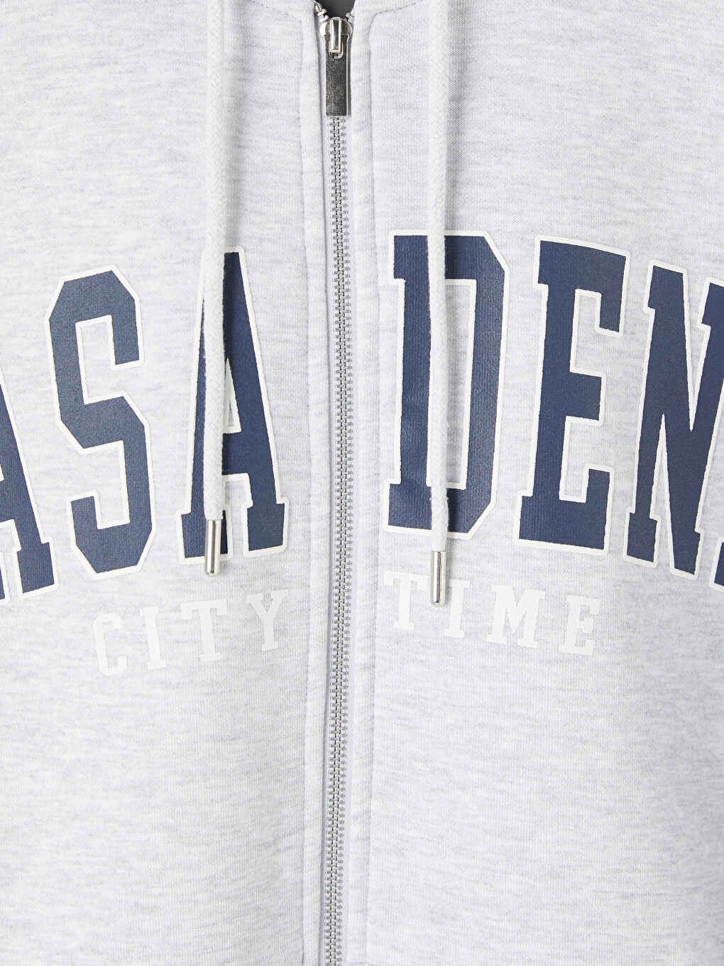 Gri Pasadena Baskılı Kadın Kalın Fermuarlı Sweatshirt-1