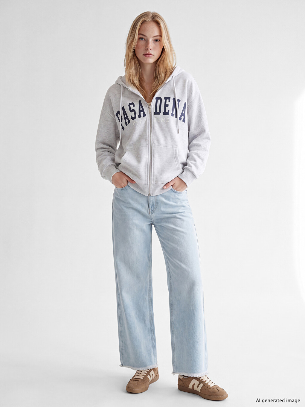 Pasadena Printed Women's Thick Zippered Sweatshirt-1