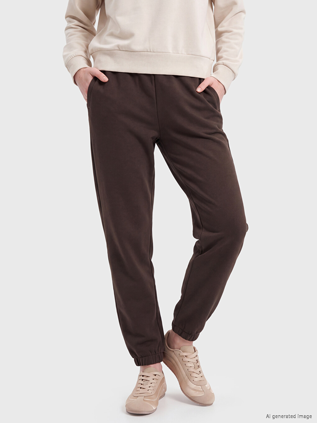 Woman Brown Jogger Sweatpants-1