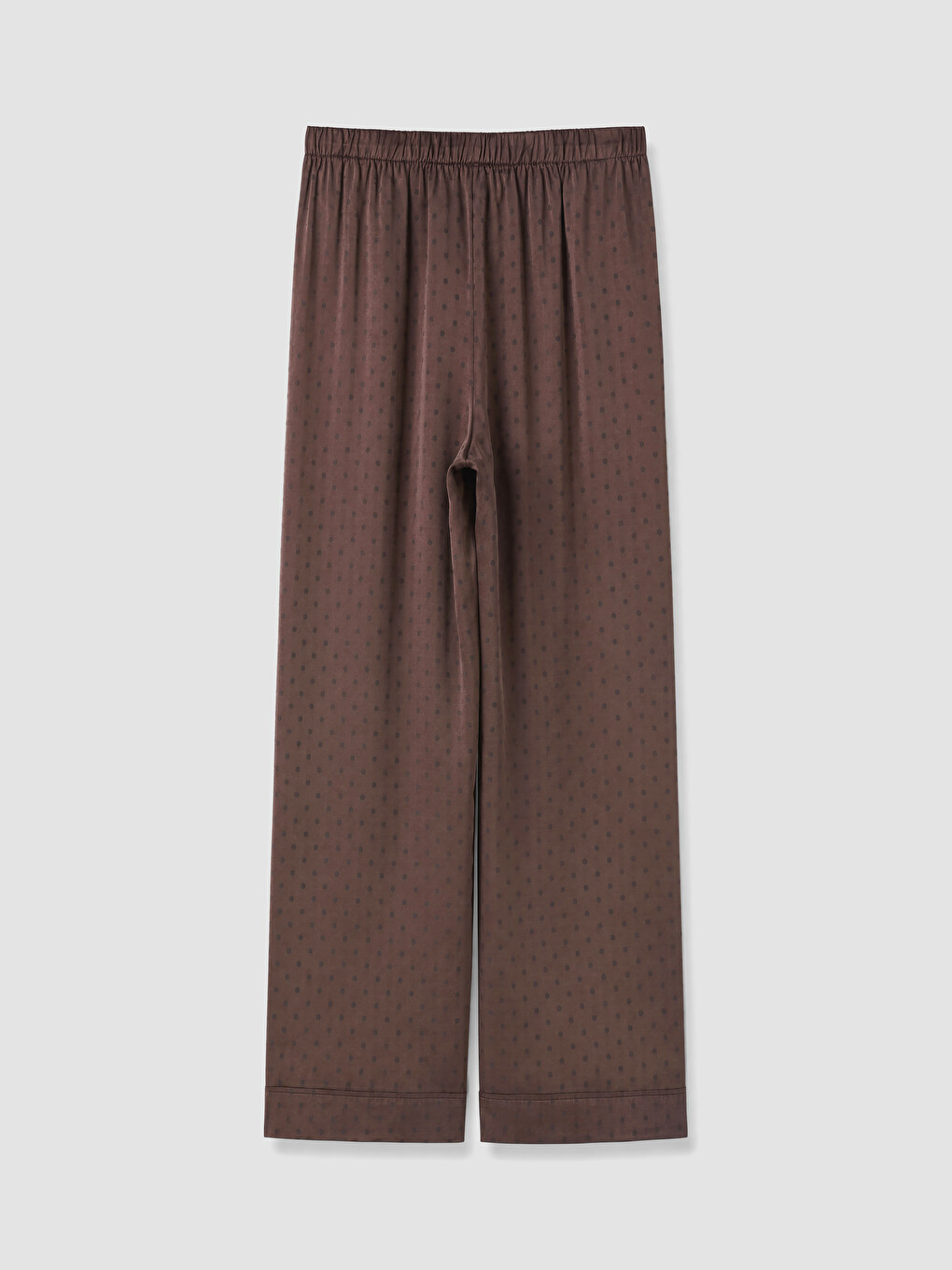 Kahverengi Puantiyeli Kadın Saten Pijama Takım-10